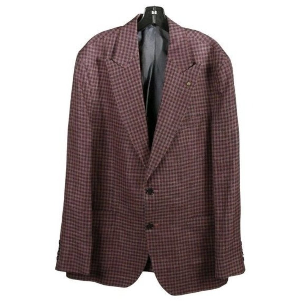 Jack Victor Men's Plum Navy Hounds Tooth Blazer Size 44R